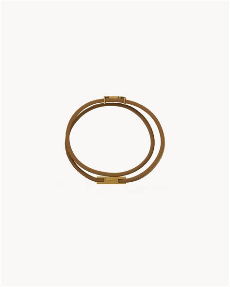 pulsera ysl|CASSANDRE double wrap bracelet in leather and .